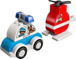 Fire helicopters and police vehicles