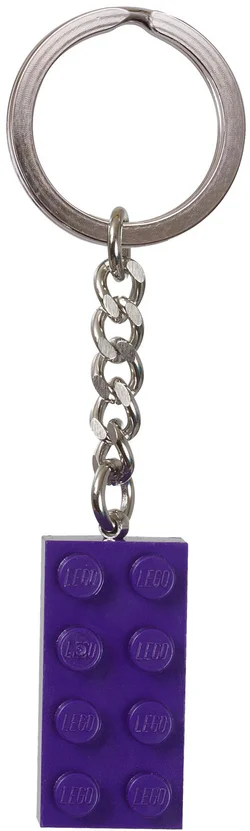 "Two times four Purple colored bricks keychain"