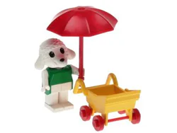 Lisa the lamb pushed the baby car