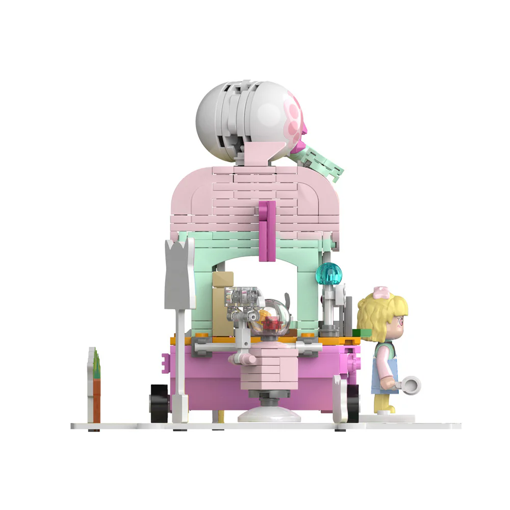 Girl's Street View: Sunny Day Cake, Building, Coffee House, Candy Shop, Hamburgers, Juice Bar, Bakery, Fried Chicken Store. 佳奇积木 JAKI JK2121 image 9