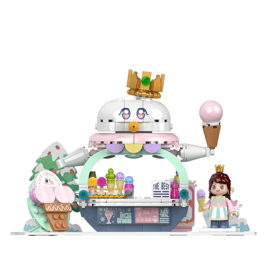 Girl's Street View: Sunny Day Cake, Building, Coffee House, Candy Shop, Hamburgers, Juice Bar, Bakery, Fried Chicken Store. 佳奇积木 JAKI JK2121 image 11