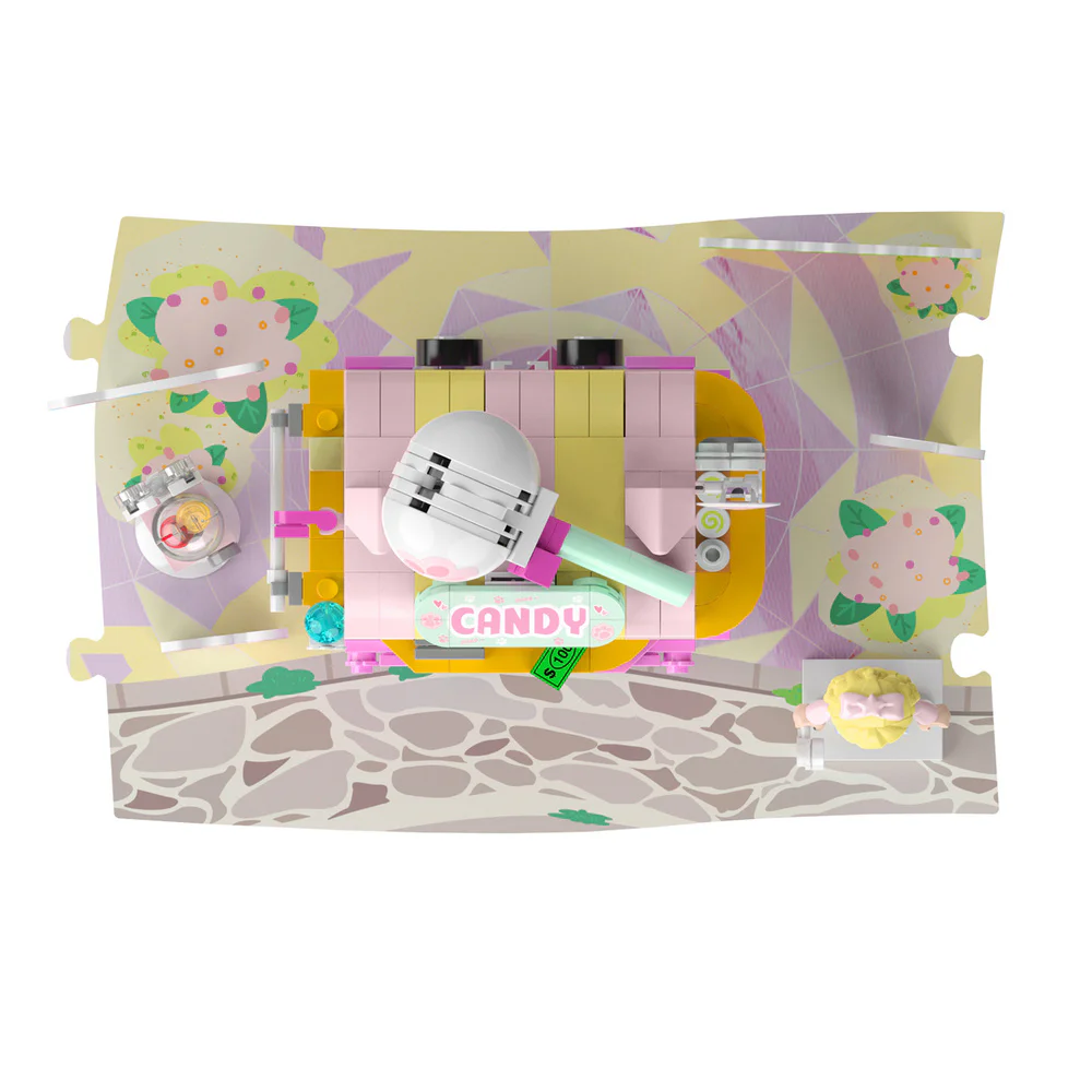 Girl's Street View: Sunny Day Cake, Building, Coffee House, Candy Shop, Hamburgers, Juice Bar, Bakery, Fried Chicken Store. 佳奇积木 JAKI JK2121 image 12