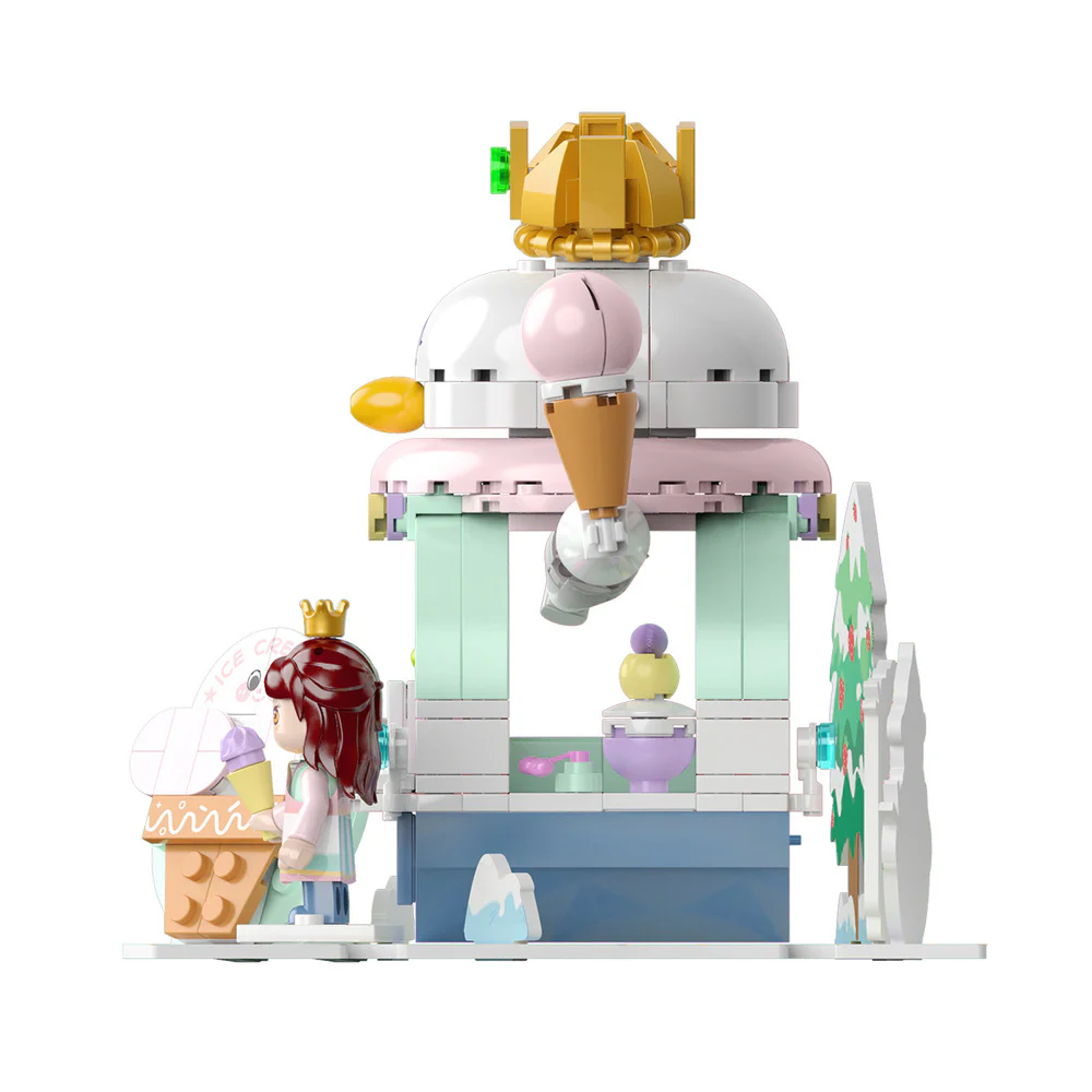 Girl's Street View: Sunny Day Cake, Building, Coffee House, Candy Shop, Hamburgers, Juice Bar, Bakery, Fried Chicken Store. 佳奇积木 JAKI JK2121 image 17