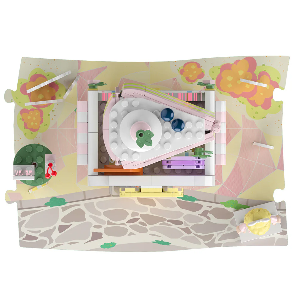 Girl's Street View: Sunny Day Cake, Building, Coffee House, Candy Shop, Hamburgers, Juice Bar, Bakery, Fried Chicken Store. 佳奇积木 JAKI JK2121 image 19