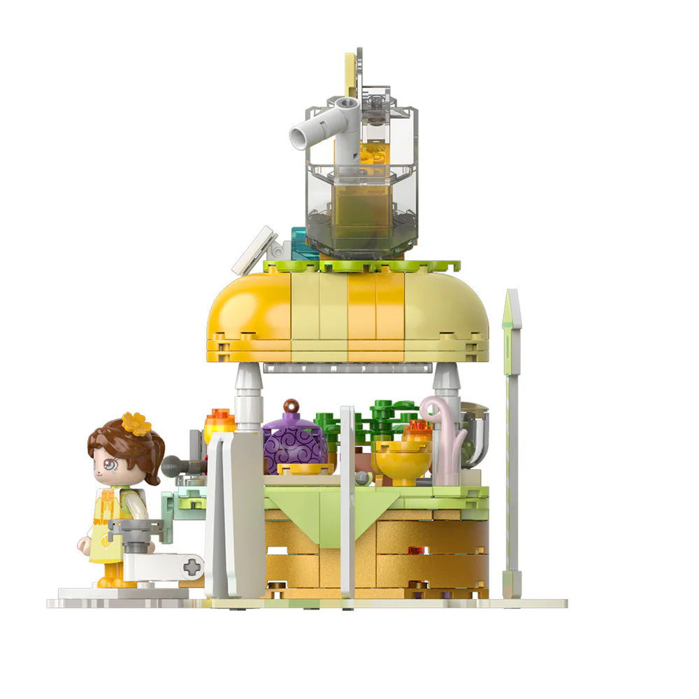 Girl's Street View: Sunny Day Cake, Building, Coffee House, Candy Shop, Hamburgers, Juice Bar, Bakery, Fried Chicken Store. 佳奇积木 JAKI JK2121 image 22
