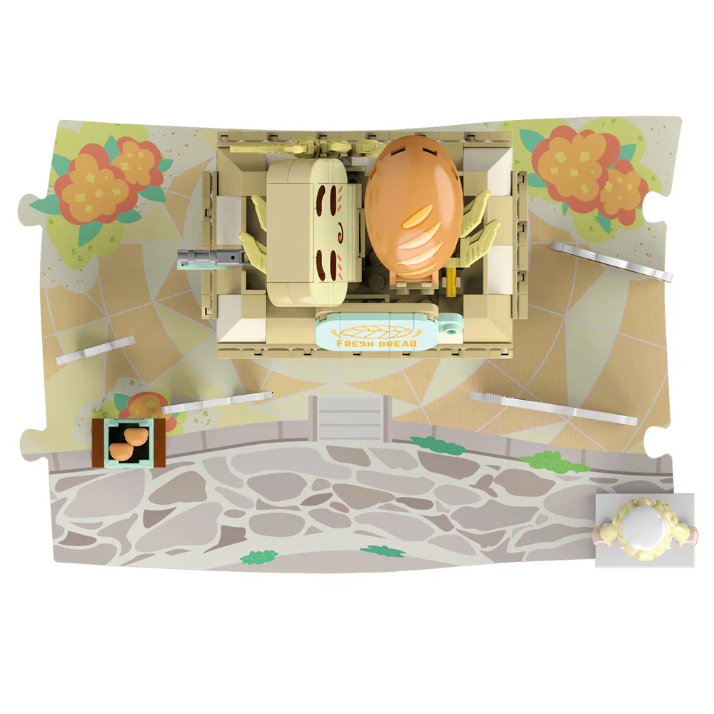 Girl's Street View: Sunny Day Cake, Building, Coffee House, Candy Shop, Hamburgers, Juice Bar, Bakery, Fried Chicken Store. 佳奇积木 JAKI JK2121 image 26