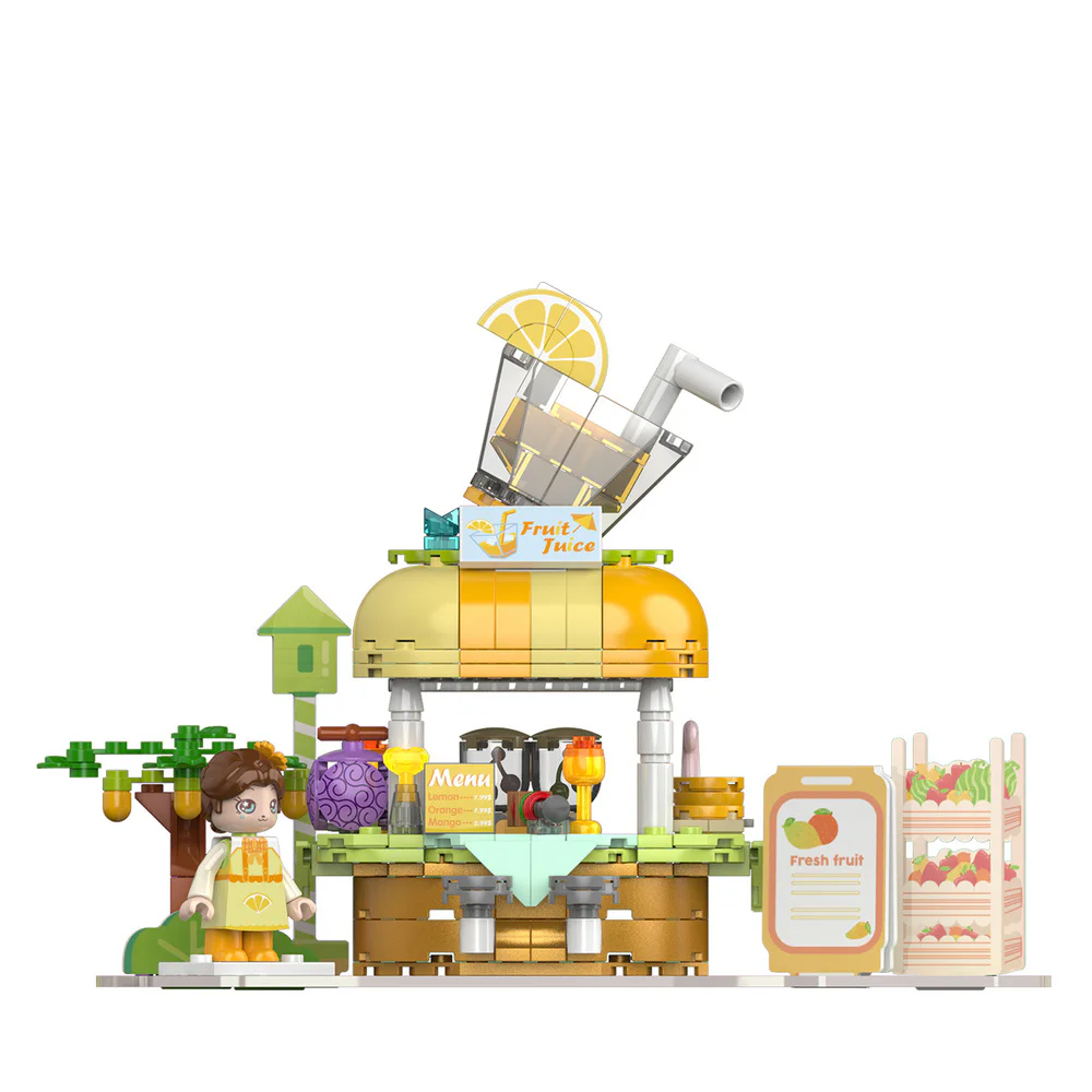 Girl's Street View: Sunny Day Cake, Building, Coffee House, Candy Shop, Hamburgers, Juice Bar, Bakery, Fried Chicken Store. 佳奇积木 JAKI JK2121 image 29