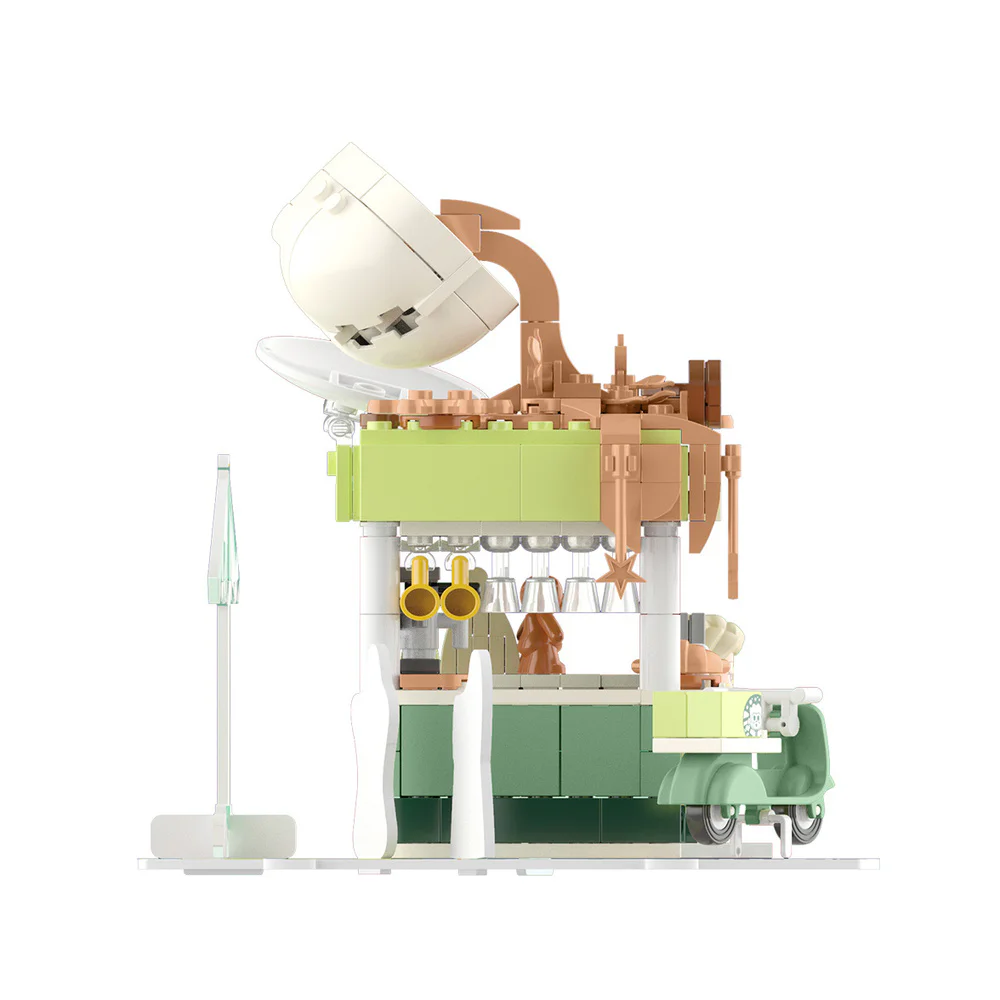 Girl's Street View: Sunny Day Cake, Building, Coffee House, Candy Shop, Hamburgers, Juice Bar, Bakery, Fried Chicken Store. 佳奇积木 JAKI JK2121 image 30