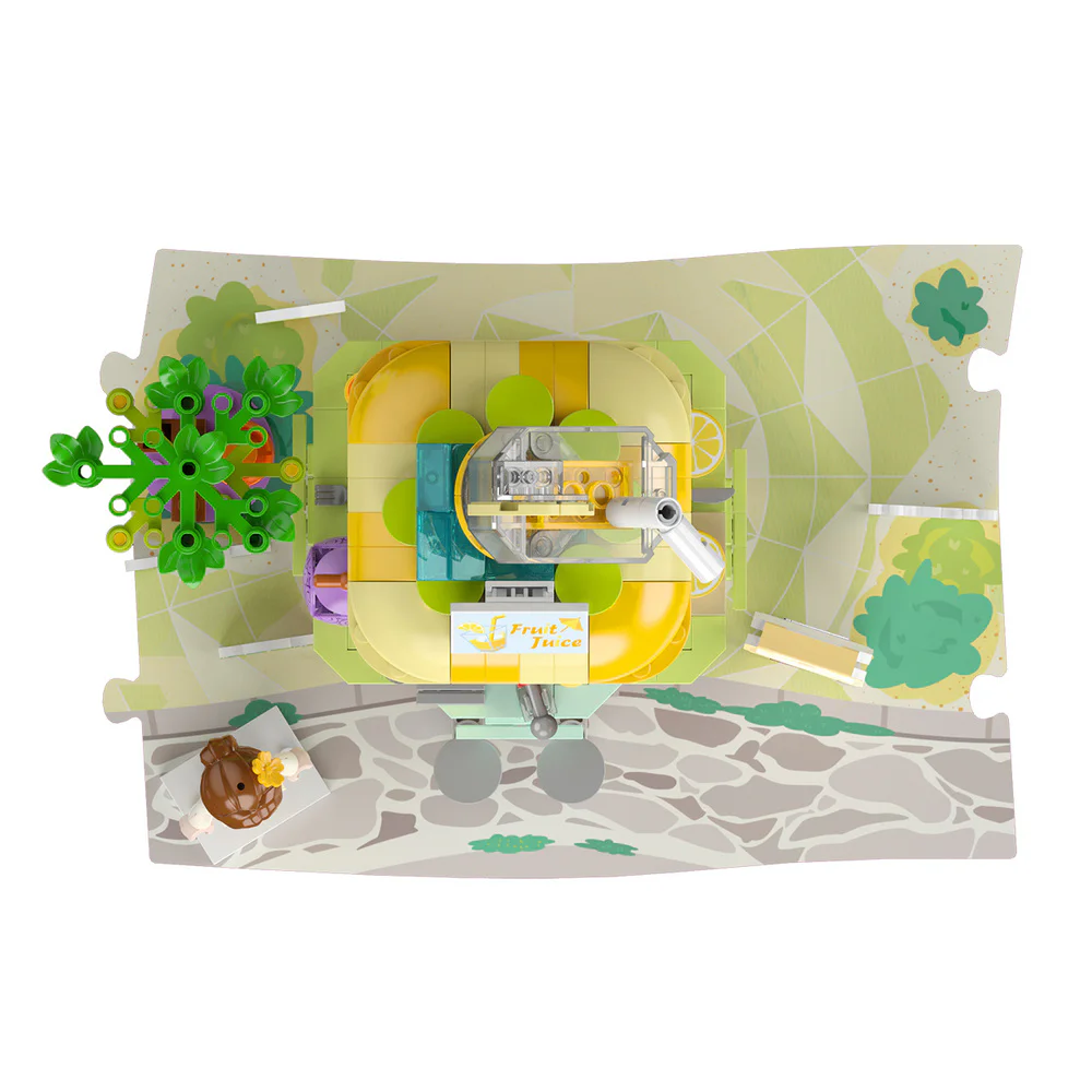 Girl's Street View: Sunny Day Cake, Building, Coffee House, Candy Shop, Hamburgers, Juice Bar, Bakery, Fried Chicken Store. 佳奇积木 JAKI JK2121 image 35
