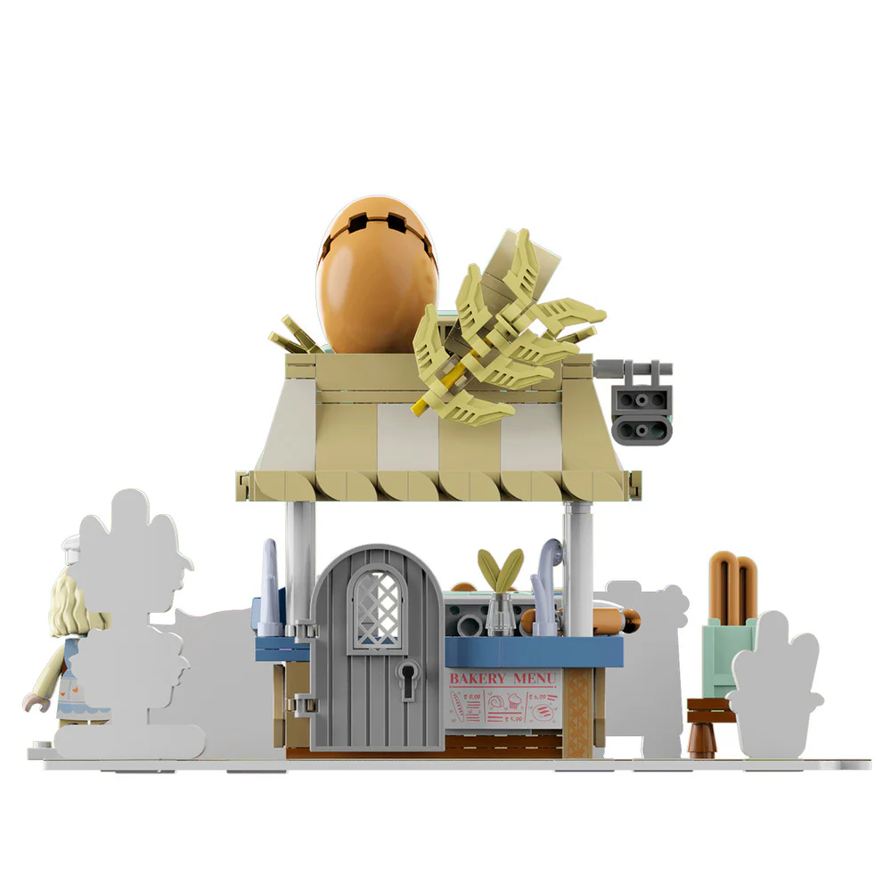 Girl's Street View: Sunny Day Cake, Building, Coffee House, Candy Shop, Hamburgers, Juice Bar, Bakery, Fried Chicken Store. 佳奇积木 JAKI JK2121 image 37
