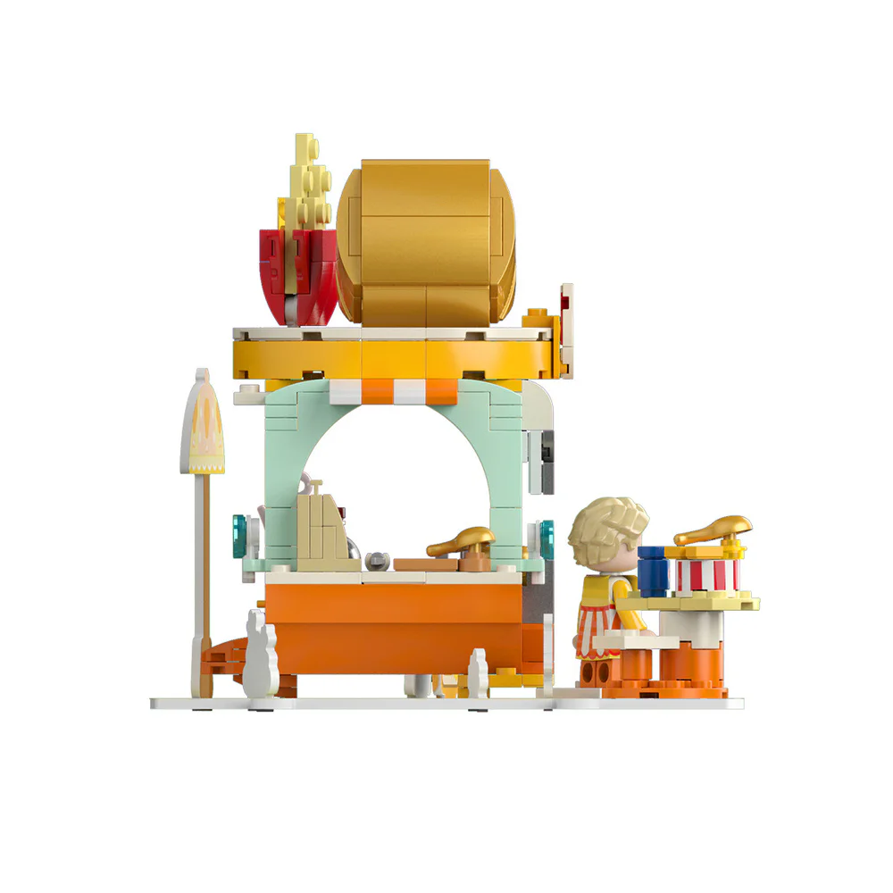 Girl's Street View: Sunny Day Cake, Building, Coffee House, Candy Shop, Hamburgers, Juice Bar, Bakery, Fried Chicken Store. 佳奇积木 JAKI JK2121 image 46