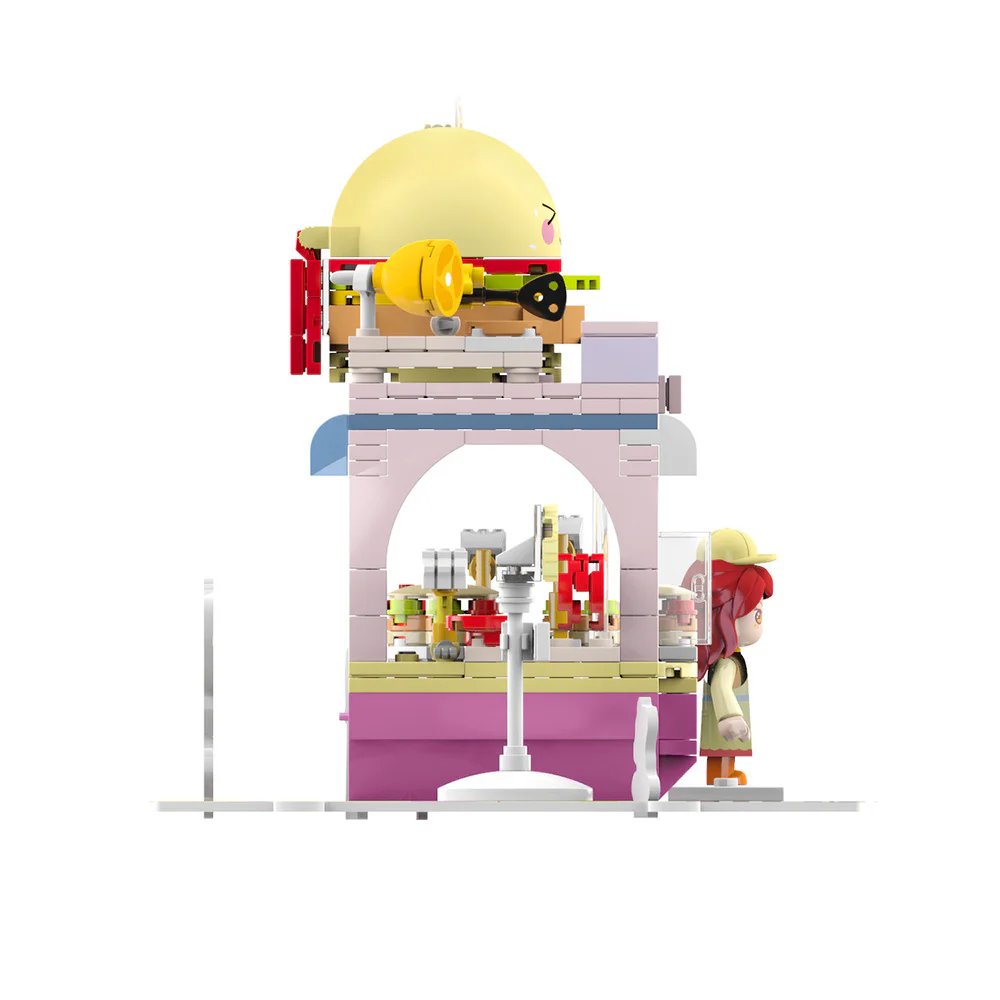 Girl's Street View: Sunny Day Cake, Building, Coffee House, Candy Shop, Hamburgers, Juice Bar, Bakery, Fried Chicken Store. 佳奇积木 JAKI JK2121 image 50