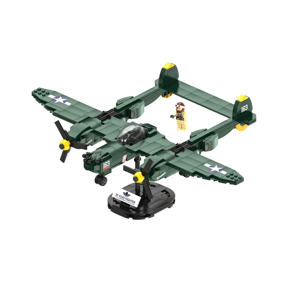 MILITARY WIND CLOUD: P-38 THUNDER-RAY-RAY COMBATER 2 COMBATERS 佳奇积木 JAKI JK9160 image 2