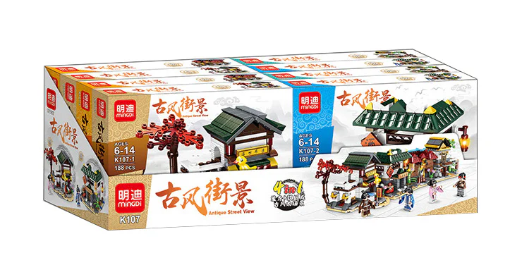 National tide series: An ancient view of the street, 4 sections of buildings, taverns, blacksmiths, teahouses 明迪 minGDi/磊宝 LEIBAO K107