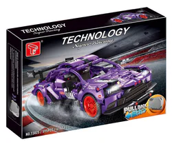Purple sports car with a turbocharged engine.