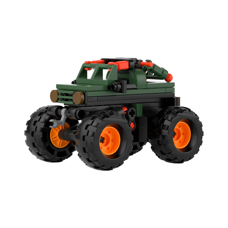 Automotive World: Extreme Primal Off-Road Big Foot Vehicle Power Return Car 佳奇积木 JAKI JK9035 image 1