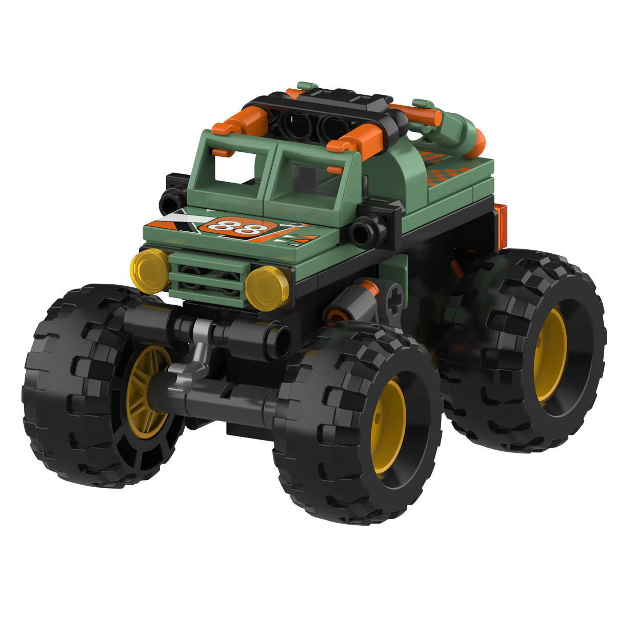 Automotive World: Extreme Primal Off-Road Big Foot Vehicle Power Return Car 佳奇积木 JAKI JK9035 image 5