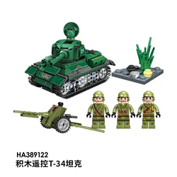 REMOTELY CONTROLLED T-34 TANK WITH ELECTRIC BLOCKS
