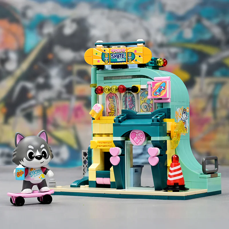 Fun street scene dog game: 2-ha skateboard shop 启蒙 QMAN/ENLIGHTEN/Keeppley K28009 image 2