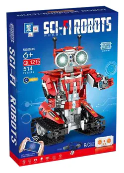 Sci-fi robots: Red builder remote programming robots