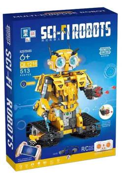 Science-fiction robots: yellow wood remote programming robots