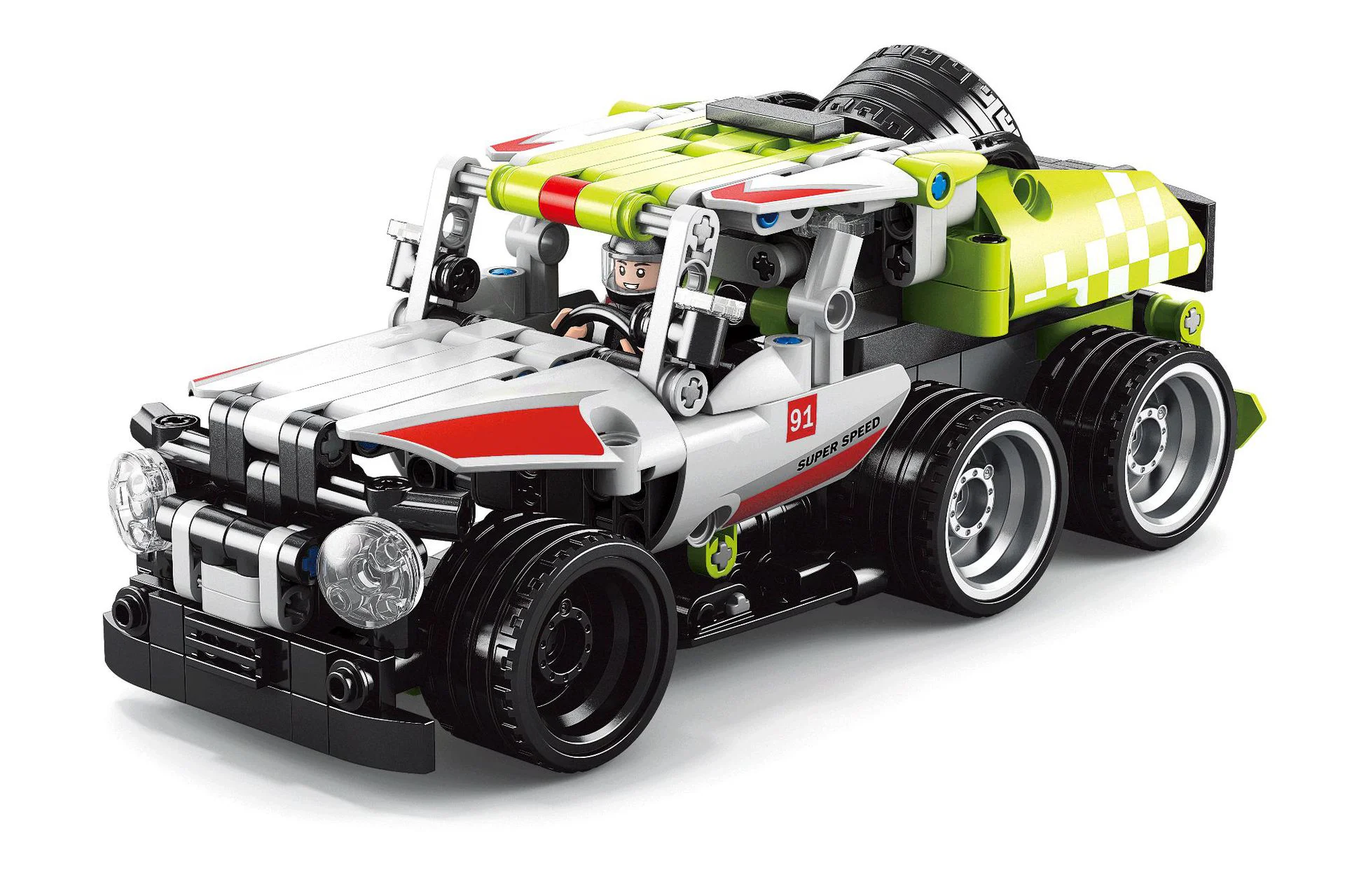 Building Block Technology Car: Technology Racing Ghostly Spirit Rebound Car 澳可 AchKo 60034 image 2