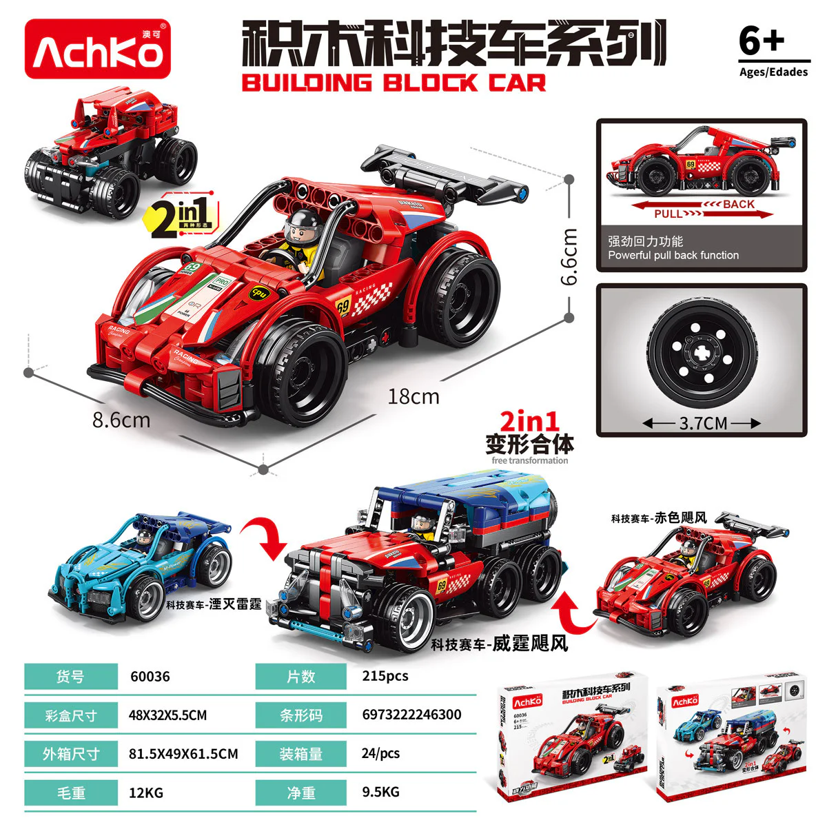 Blocktech Racing: Red Storm Turbocharged Car 澳可 AchKo 60036 image 1