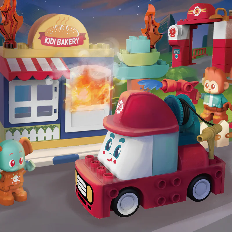 Car team: Kira Fire Department 佳奇积木 JAKI BT0003-2 image 1