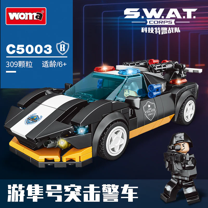 Police car, section 4. Horse patrol police vehicle, Falcon assault police vehicle, Fox tracking police vehicle, Shark intercept police vehicle 沃马动漫 WOMA C5003 image 2