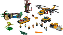 Helicopter drop of supplies in the forest.