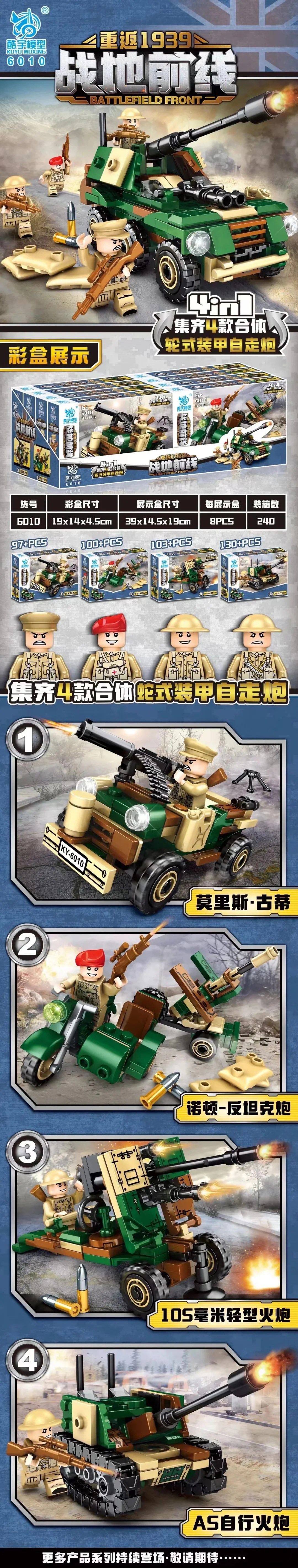 Field front, re-entry 1939: Wheeled armoured self-propelled cannon 4 酷宇模型KUYU MOXING 6010