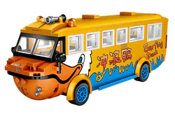 A surfing duck bus
