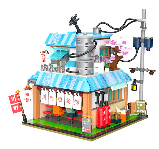 A Japanese street view of the Kawasawa noodle shop 佳奇积木 JAKI JK2361
