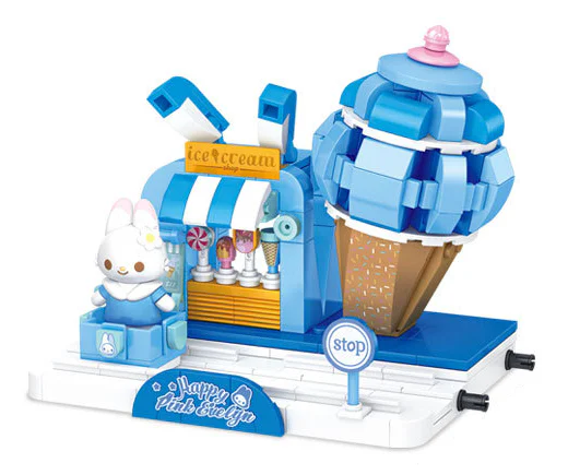 Pink Evelyn 4 Ice cream house, dress shop, bakery, rabbit house 智萌树 T1011-3