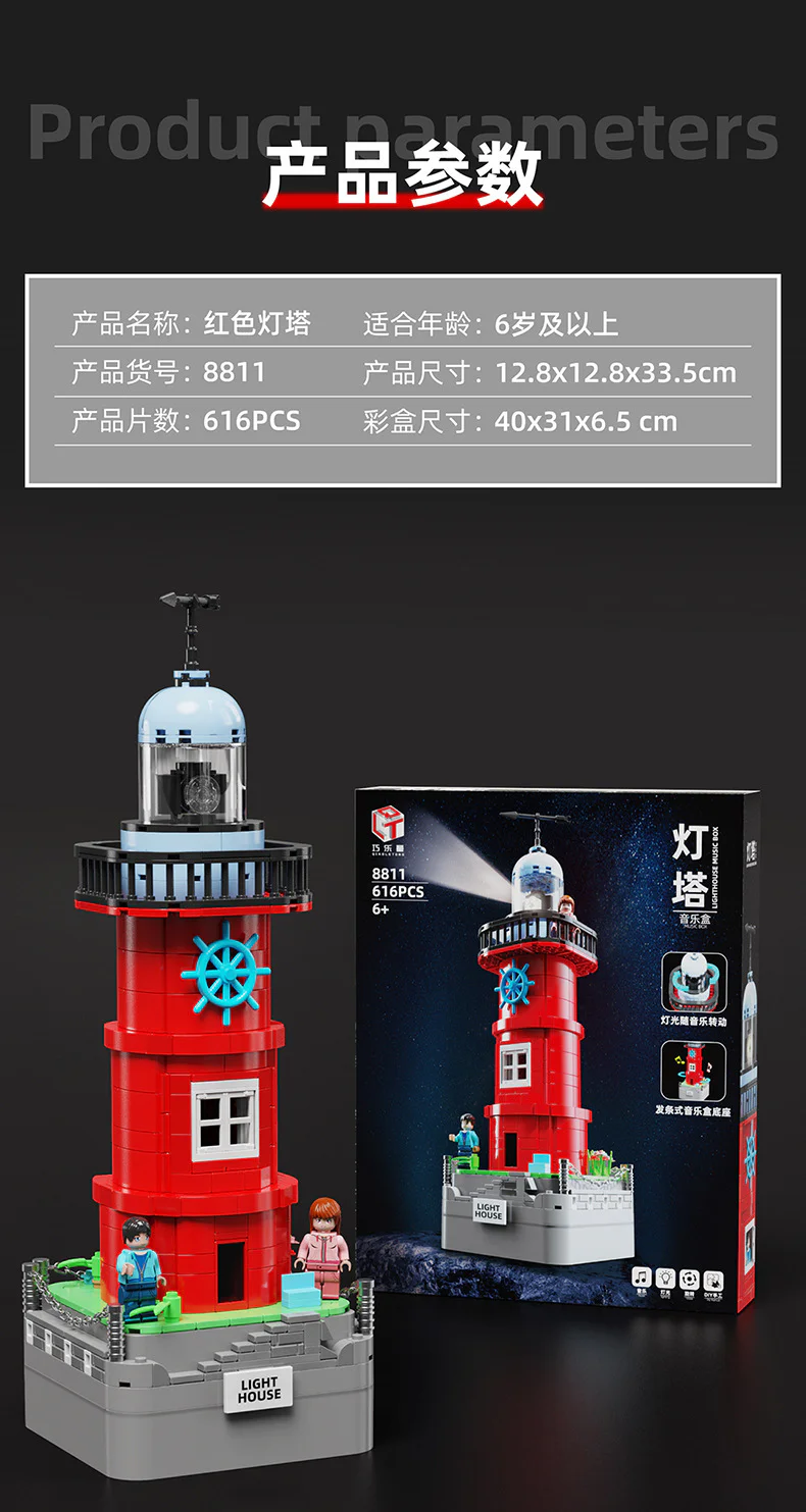 Lighthouse music box, red 巧乐童 8811 image 7