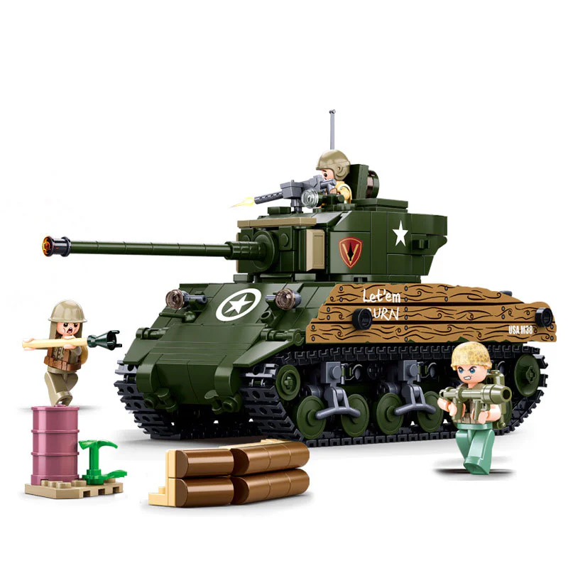 WORLD WAR II PACIFIC STORM: M4A3 (76W) MEDIUM TANKS 小鲁班 Sluban M38-B1110