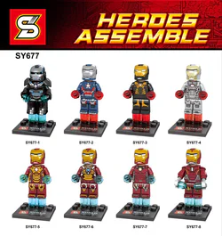 Iron Man Building Blocks Love Patriot War Machine MK46 MK1 8 Models