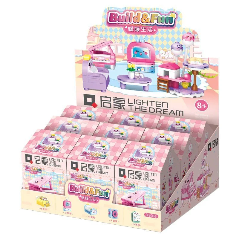 Scrambling: Warm Living Blind Box 10 Cat Climbing, Cosmetic Table, Piano, Little Sofa, Little TV, Little Hives, Refrigerator, Rollers, Spit Drivers, Little Bathtub 启蒙 QMAN/ENLIGHTEN/Keeppley 35016 image 1