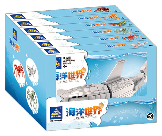Sea World 6 Hammerhead Sharks, Crabs, Crabs, Octopus, Freckletail Mantis shrimp, Mexican redhead shrimp, Crabs 开智 KAZI/高博乐 GBL KY80045 image 1