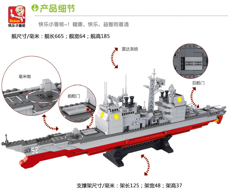 Chinese cruiser 1:350 小鲁班 Sluban M38-B0389 image 7