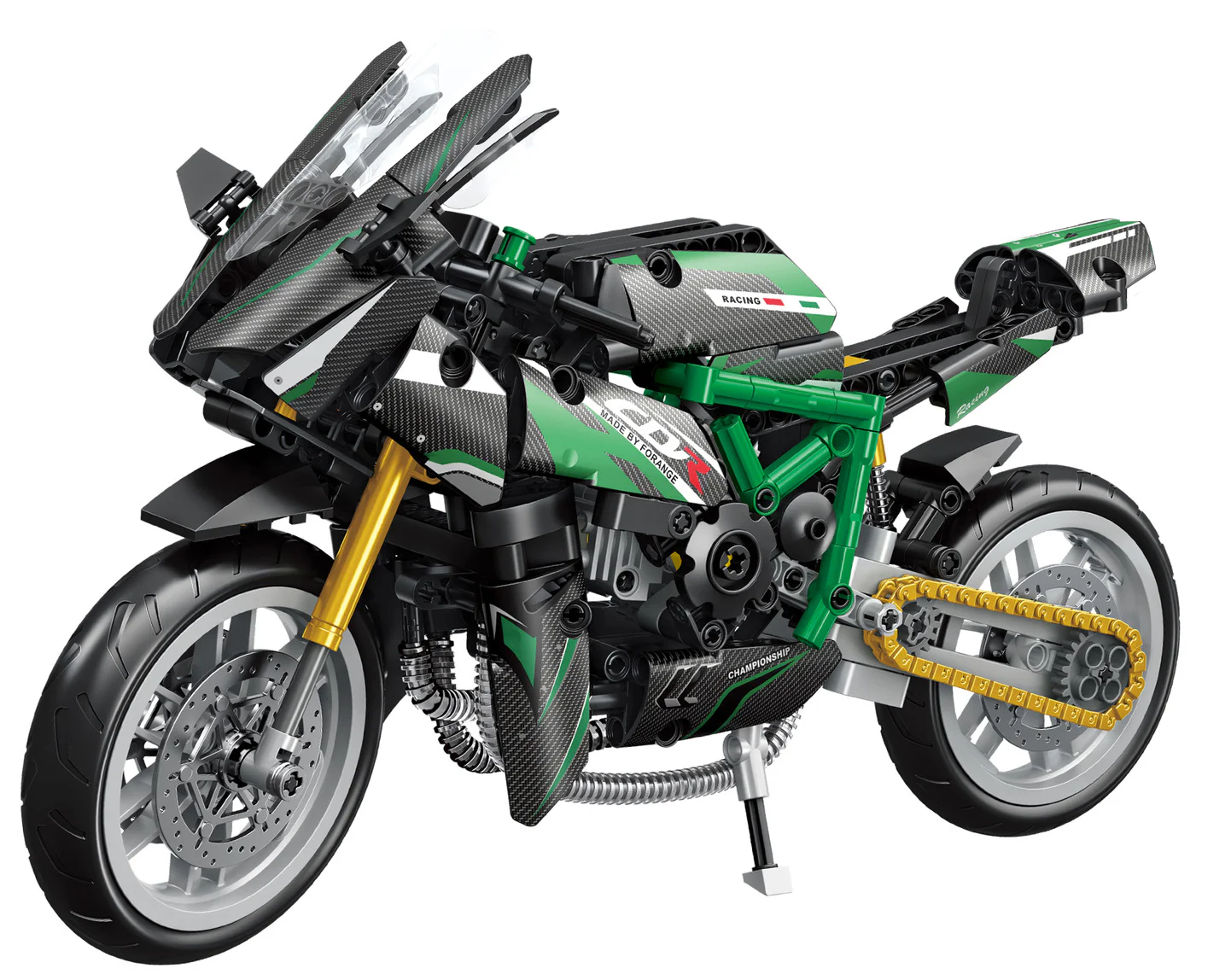 Incandescent vehicles: green transformer motorcycles 方橙积木 Forange FC9304