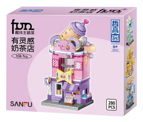 Three funny theme houses, four inspired milk and tea shops, colored flowers, cute cat and bakery 哲高 ZHEGAO GZ6118 image 4