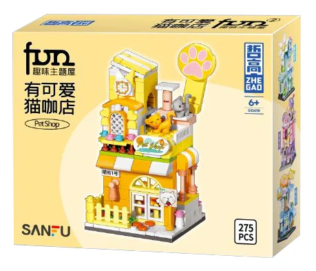 Three funny theme houses, four inspired milk and tea shops, colored flowers, cute cat and bakery 哲高 ZHEGAO GZ6118 image 6