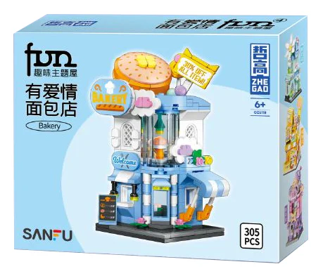 Three funny theme houses, four inspired milk and tea shops, colored flowers, cute cat and bakery 哲高 ZHEGAO GZ6118 image 7