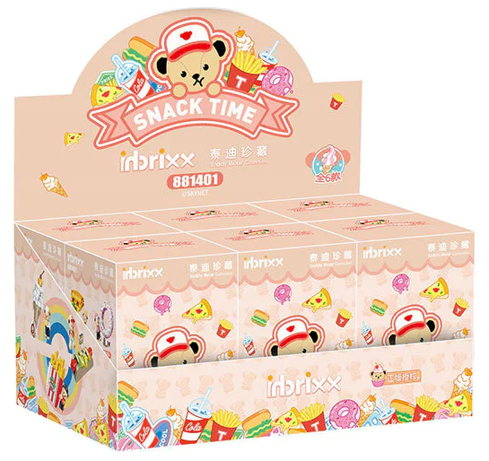 Teddy Bear: Snack time, six gold, mustard, mustard, cherries, cheese pizza, strawberry donuts, ice-cool soda 潘洛斯 PANLOSBRICK 881401