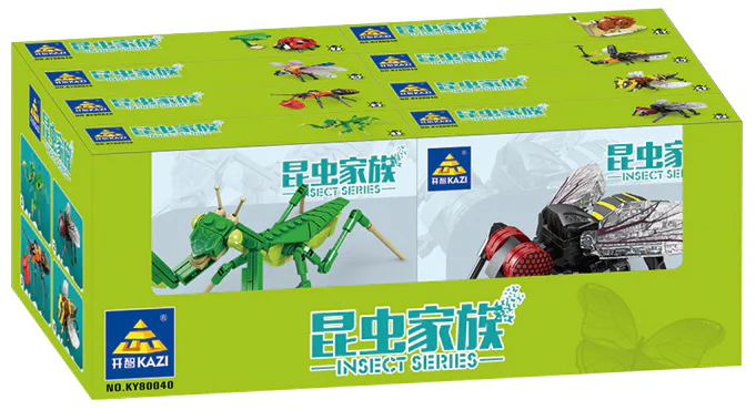 Insect family, 8. Mantis, flies, ants, bees, dragonflies, fireflies, ladybugs, snails 开智 KAZI/高博乐 GBL KY80040