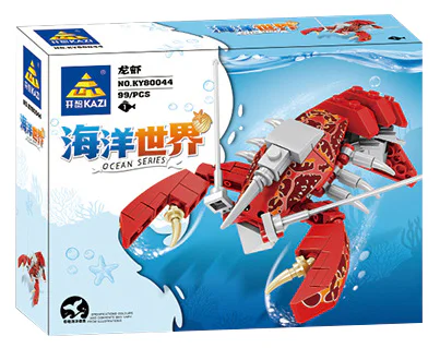 Sea World 8 Lobster, Clown, Whale, Dolphin, Turtle, Gunfire, Devilfish, Lancage Fish 开智 KAZI/高博乐 GBL KY80044 image 1