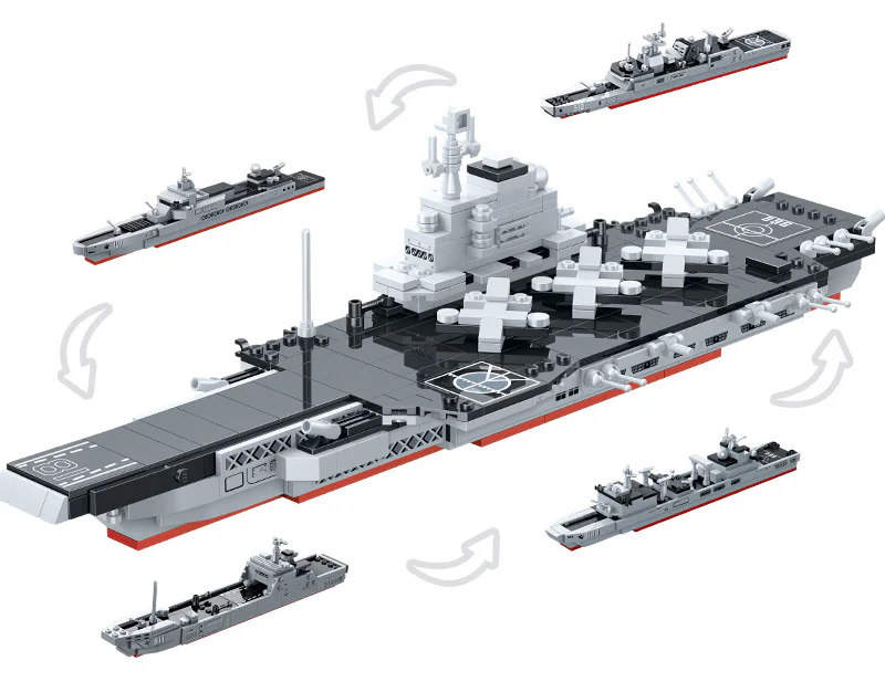 MILITARY HEAVY VEHICLES: FUJIAN CARRIER 4-PACKED DESTROYER 055, FRIGATE 056, LANDING VESSEL 072A, RESUPPLY VESSEL 903A 古迪 GUDI 20402 image 3