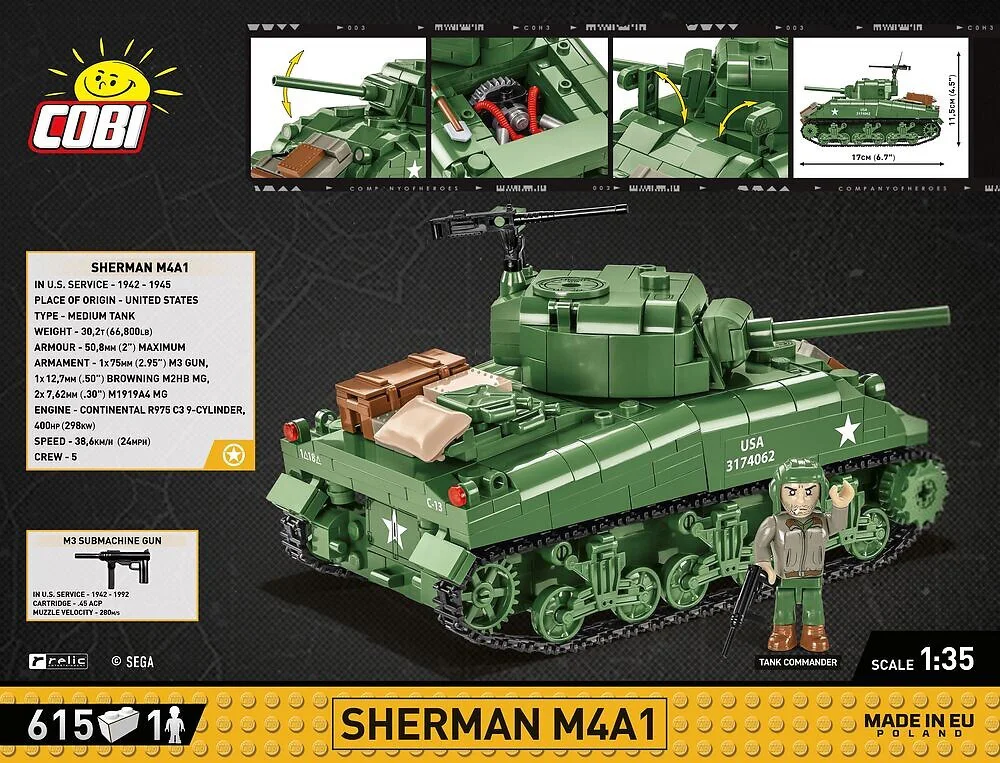 HEROES COMPANY 3: SHERMAN M4A1 COBI 3044 image 5