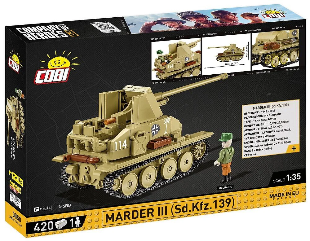 Heroes Company 3: German Weasel Marder III Sd. Kfz.139 Tank Slash Vehicle COBI 3050 image 3